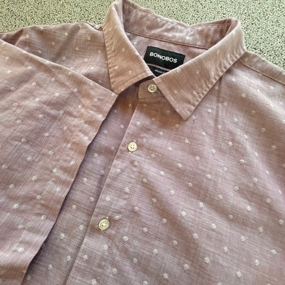 Bonobos Button Down Mens XXL Slate Pink Geometric Athletic Fit Preppy